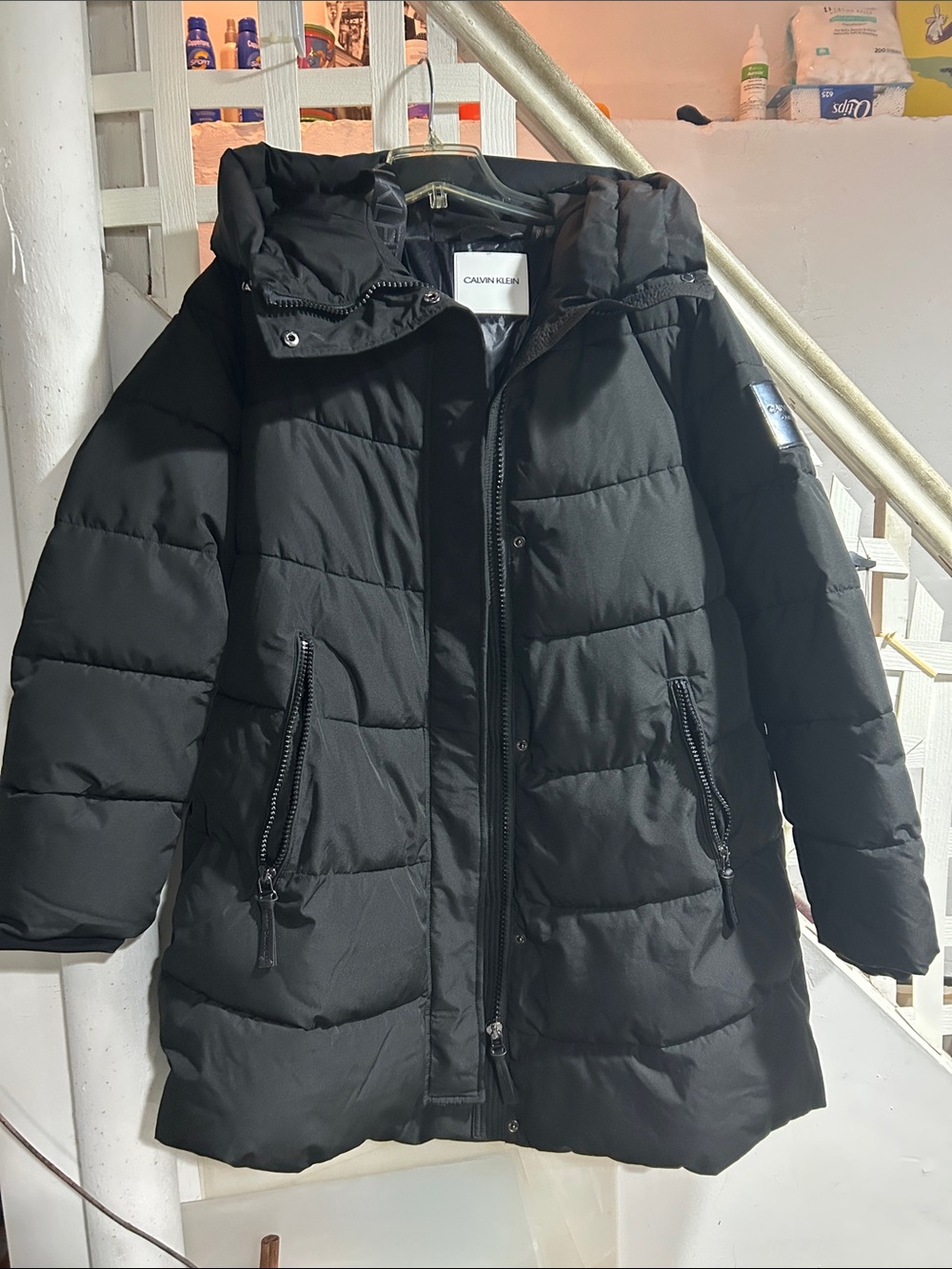 Calvin Klein Black Quilted Hooded Puffer Jacket